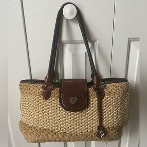 Brighton Savannah Straw Tote Purse with Braided Straps